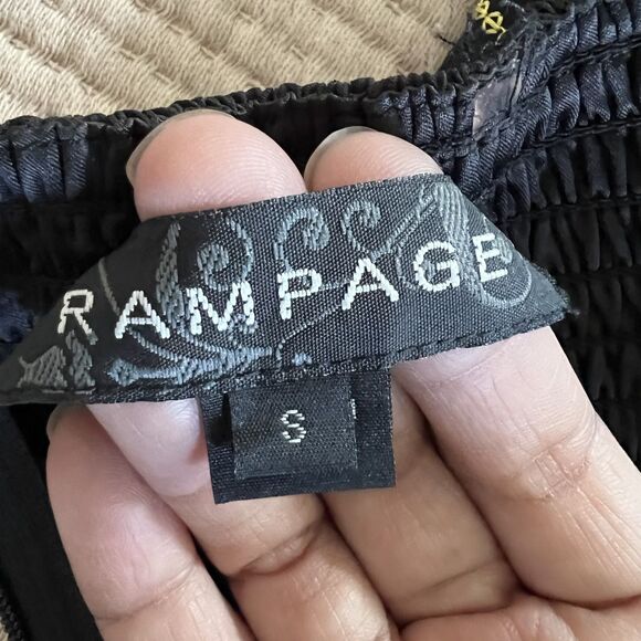 Rampage Dress Womens Small Black Yellow Beaded Strapless Fit Flare Studded Party - Picture 7 of 12